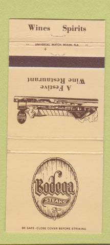Matchbook Cover - Bodega Steka  Miami Detroit Dallas Orlando  30 Strike