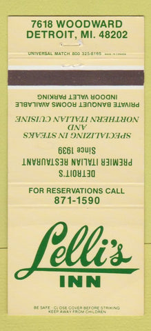 Matchbook Cover - Lelli's Inn Detroit MI Italian 30 Strike