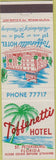 Matchbook Cover - Toffenetti Hotel St Petersburg FL