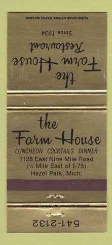Matchbook Cover - Farm House Restaurant Hazel Park MI 30 Strike