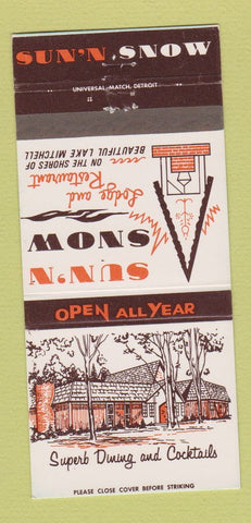 Matchbook Cover - Sun n Snow Lodge Restaurant  Cadillac West MI 30 Strike