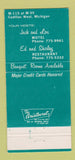Matchbook Cover - Sun n Snow Lodge Restaurant  Cadillac West MI 30 Strike