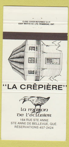 Matchbook Cover - La Maison De L'Eclusier Ste Anne De Bellevue QC 30 Strike