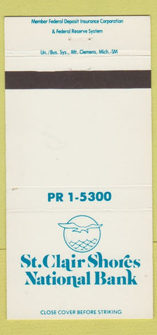 Matchbook Cover - St Clair Shores National Bank MI 30 Strike