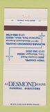 Matchbook Cover - AJ Desmond Sons Funeral Home Highland Park Troy MI 30 Strike