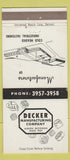 Matchbook Cover - Decker Manufacturing Albion MI 30 Strike