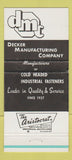 Matchbook Cover - Decker Manufacturing Albion MI 30 Strike