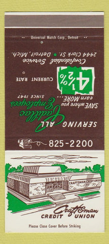 Matchbook Cover - Craftsman Credit Union Detroit MI SAMPLE 30 Strike