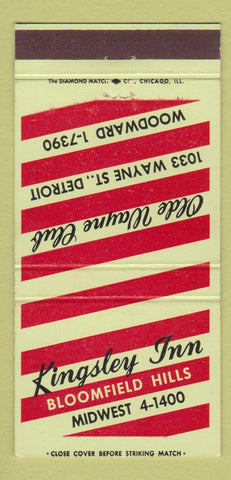 Matchbook Cover - Kingsley Inn Bloomfield Hills MI 30 Strike