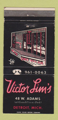 Matchbook Cover - Victor Lim's Detroit MI Chinese 30 Strike