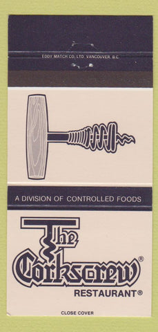 Matchbook Cover - The Corkscrew Restaurant London Kitchener Markham ON 30 Strike