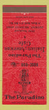 Matchbook Cover - The Paraidso Italian American Cafe Detroit MI 30 Strike