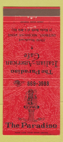 Matchbook Cover - The Paraidso Italian American Cafe Detroit MI 30 Strike