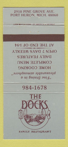 Matchbook Cover - The Dock Restaurant Port Huron MI 30 Strike
