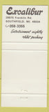 Matchbook Cover - Excalibur Restaurant Southfield MI 30 Strike