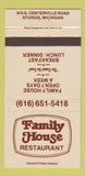 Matchbook Cover - Family House Restaurant Sturgis MI 30 Strike