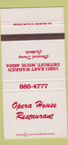 Matchbook Cover - Opera House Restaurant Detroit MI 30 Strike