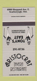 Matchbook Cover Aristocrat Tavern Strip Club girlie Scarborough ON 30 Strike