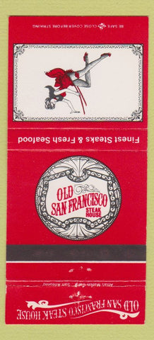 Matchbook Cover Old San Francisco Steak House girlie Houston Dallas TX 30 Strike