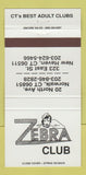 Matchbook Cover - Zebra Club New Haven Norwalk CT strip club girlie 30 Strike