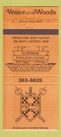 Matchbook Cover - Venice of the Woods Union Lake MI restaurant 30 Strike