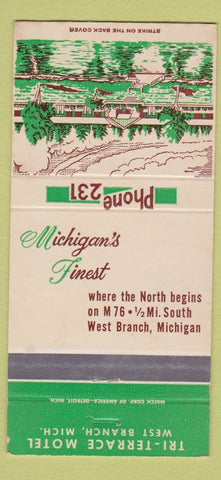 Matchbook Cover - Tri Terrace Motel West Branch MI 30 Strike