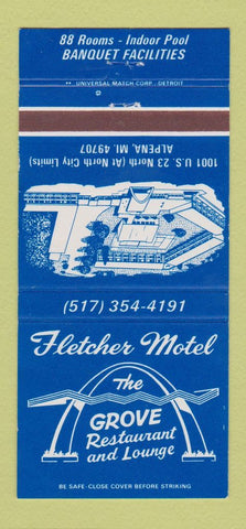 Matchbook Cover - Fletcher Motel Alpena MI 30 Strike