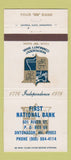 Matchbook Cover - First National Bank Ontonagon MI 30 Strike