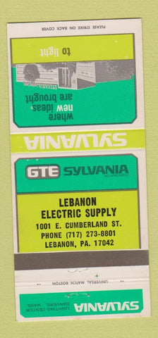 Matchbook Cover Sylvania GTE Electric Lebanon PA 30 Strike