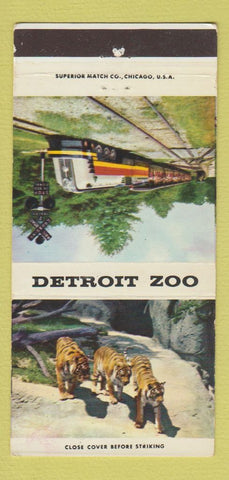 Matchbook Cover - Detroit MI Zoo train tigers 30 Strike