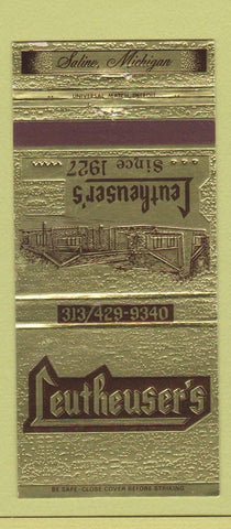 Matchbook Cover - Leutheuser's Rstaurant Saline MI 30 Strike