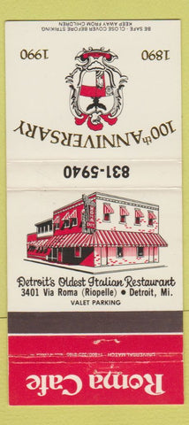 Matchbook Cover - Roma Cafe Italian Detroit MI 1990 30 Strike