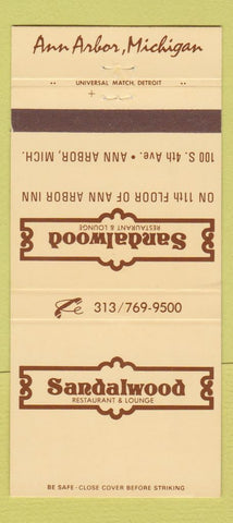Matchbook Cover - Sandalwood Restaurant Lounge Ann Arbor MI 30 Strike