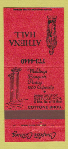 Matchbook Cover - Athena Hall Roseville MI 30 Strike