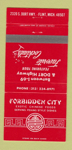 Matchbook Cover - Forbidden City Chinese Restaurant Flint MI 30 Strike