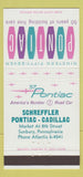 Matchbook Cover - 1957 Ponatic Cadillac Sunbury PA 30 Strike