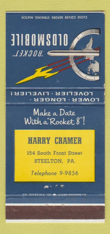Matchbook Cover - Oldsmobile Rocket Harry Cramer Steelton PA 30 Strike