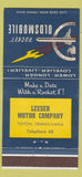 Matchbook Cover - Oldsmobile Rocket Leeser Topton PA 30 Strike