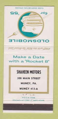 Matchbook Cover - 1955 Oldsmobile Shaheen Muncy PA 30 Strike