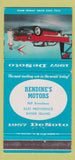 Matchbook Cover - 1957 DeSoto Rendine's East Providence RI WEAR 30 Strike