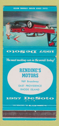 Matchbook Cover - 1957 DeSoto Rendine's East Providence RI WEAR 30 Strike