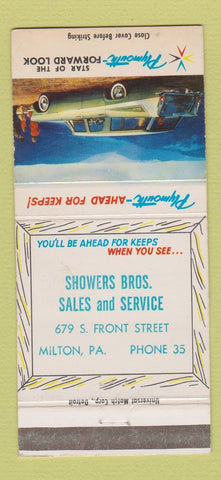 Matchbook Cover - Plymouth Showers Bros Milton PA  30 Strike