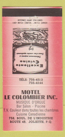 Matchbook Cover - Motel Le Colombier Joliette QC 30 Strike