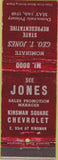 Matchbook Cover - Geo T Jones State Rep Kinsman Chevrolet Cleveland OH