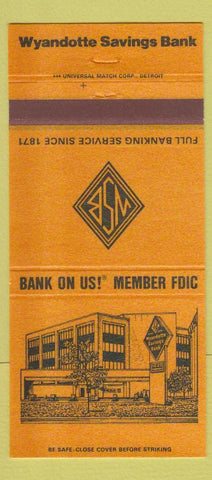 Matchbook Cover - Wyandotte Savings Bank MI 30 Strike