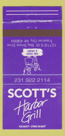 Matchbook Cover - Scott's Harbor Grill Traverse City MI 30 Strike