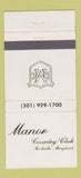 Matchbook Cover - Manor Country Club Rockville MD 30 Strike