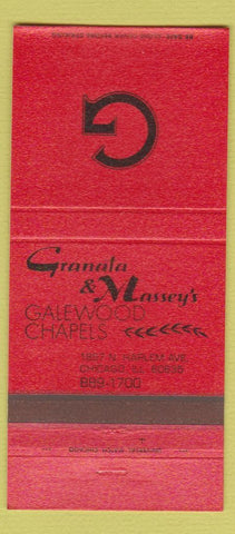 Matchbook Cover - Granata & Massey's Funeral Chicago IL 30 Strike