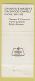 Matchbook Cover - Granata & Massey's Funeral Chicago IL 30 Strike