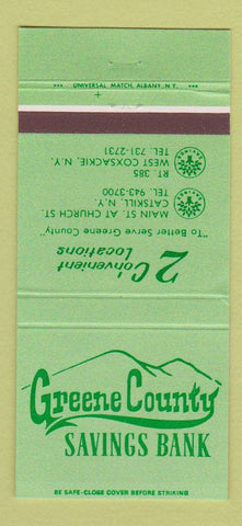 Matchbook Cover - Green County Savings Bank Catskill West Coxsackie NY 30 Strike